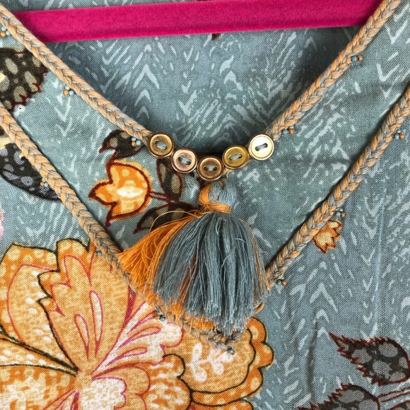 Soft surroundings floral boho cottagecore tassel tunic top size S - Picture 3 of 9